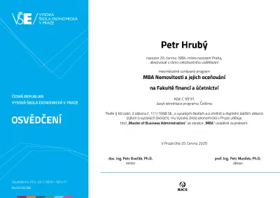Osvědčení MBA